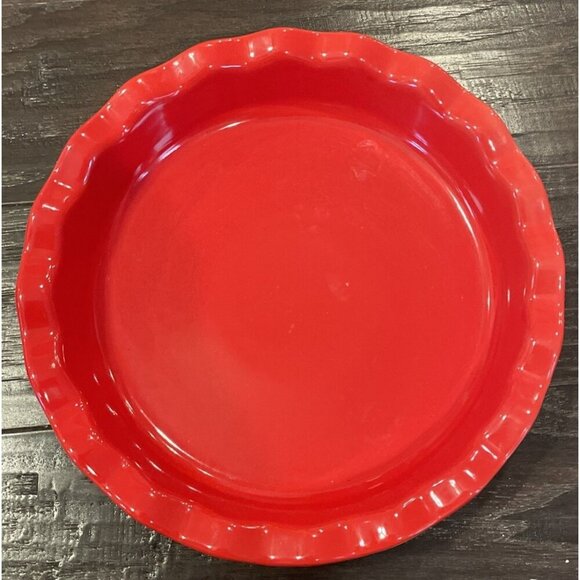 Pier 1 Imports Ovenware Red Scalloped Fluted Tart Quiche Pie Dish 10.5 Inch - Picture 1 of 4